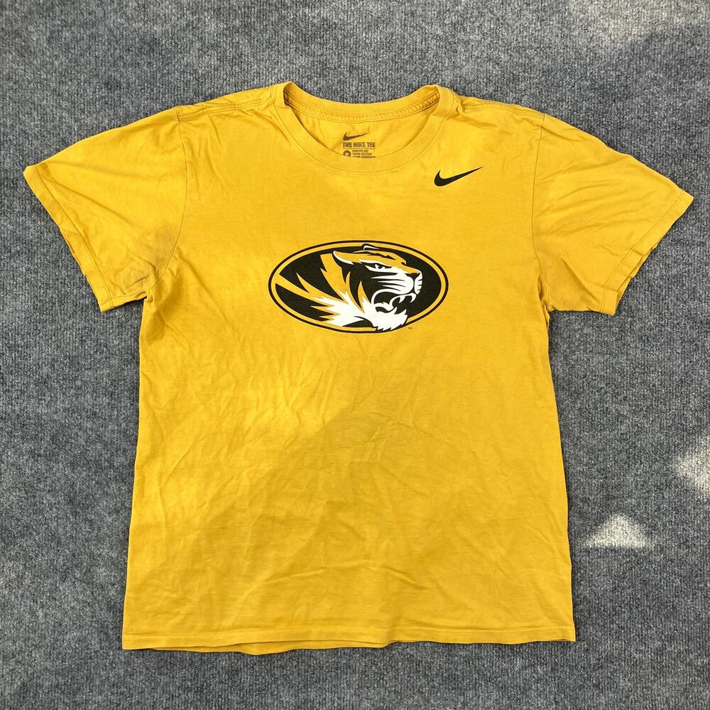 Nike T-Shirt Mens Size M Yellow Missouri Tigers Logo Dri-Fit Athletic Fan Tee